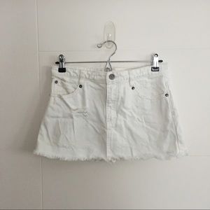 Free People White Denim Mini Skirt